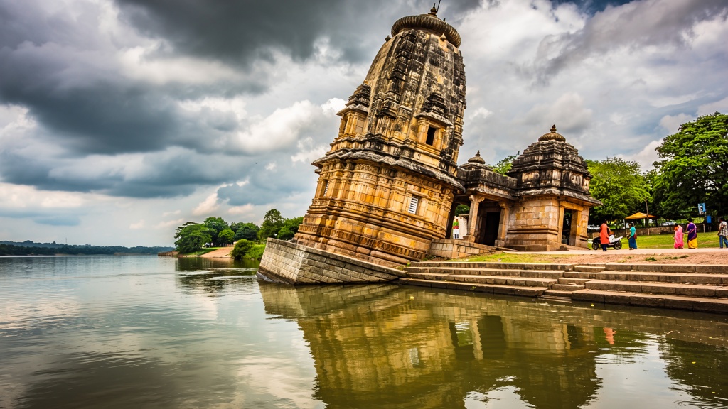 Leaning Temple of Huma on Mahanadi riverbank